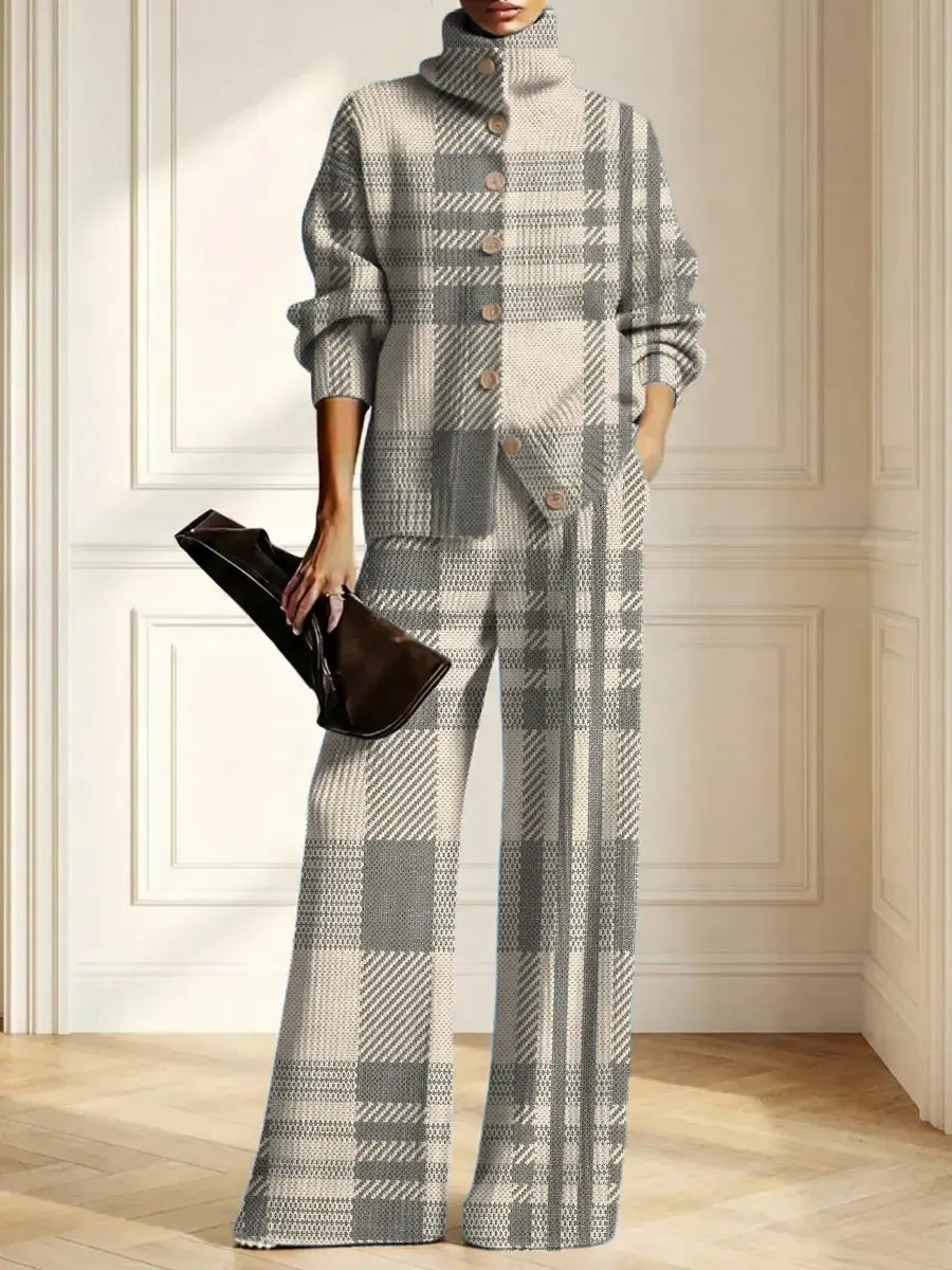 VALPELLINE - Set due pezzi in maglia a motivo plaid multicolore