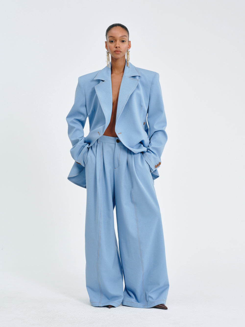 SPERONE - Blazer sartoriale dal taglio lineare blu o nero antracite
