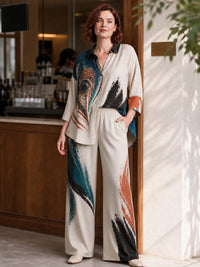CREMENAGA - Camicia beige con collo a revers e maniche a tre quarti