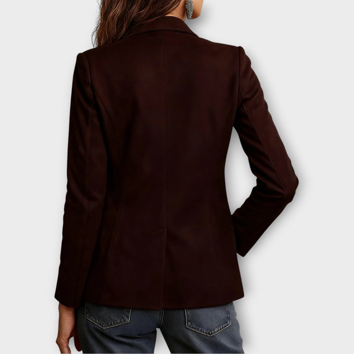 LAURIANO - Blazer vintage in suede marrone scuro