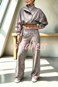 BIASSONO - Pantaloni wide leg a vita alta con stelle bicolore