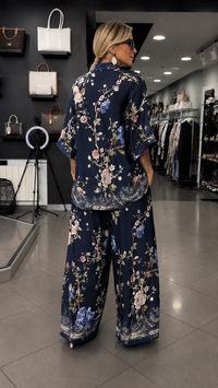 CUCCIAGO - Set due pezzi floreale con camicia e pantaloni palazzo