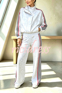 BIASSONO - Pantaloni wide leg a vita alta con stelle bicolore