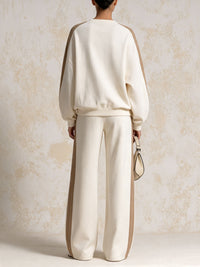 GIAROLE - Completo Bianco 2 Pezzi con Top e Pantaloni Wide Leg