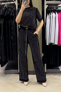 SPOTORNO - Set due pezzi con strass e maniche corte