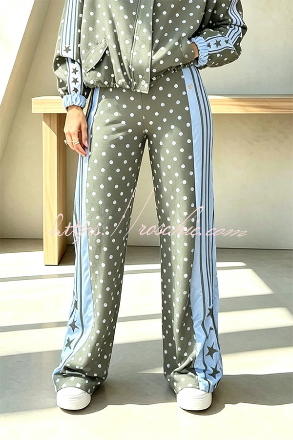 CAGGIANO - Pantaloni palazzo a vita alta con stelle e poisivaletti