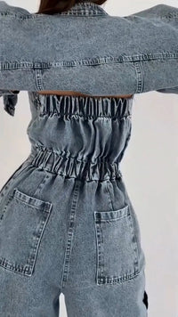 STREVI - Completo grigio blazer e pantaloni wide leg