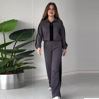 ROBERTA - Completo 2 pezzi con top a zip e pantaloni