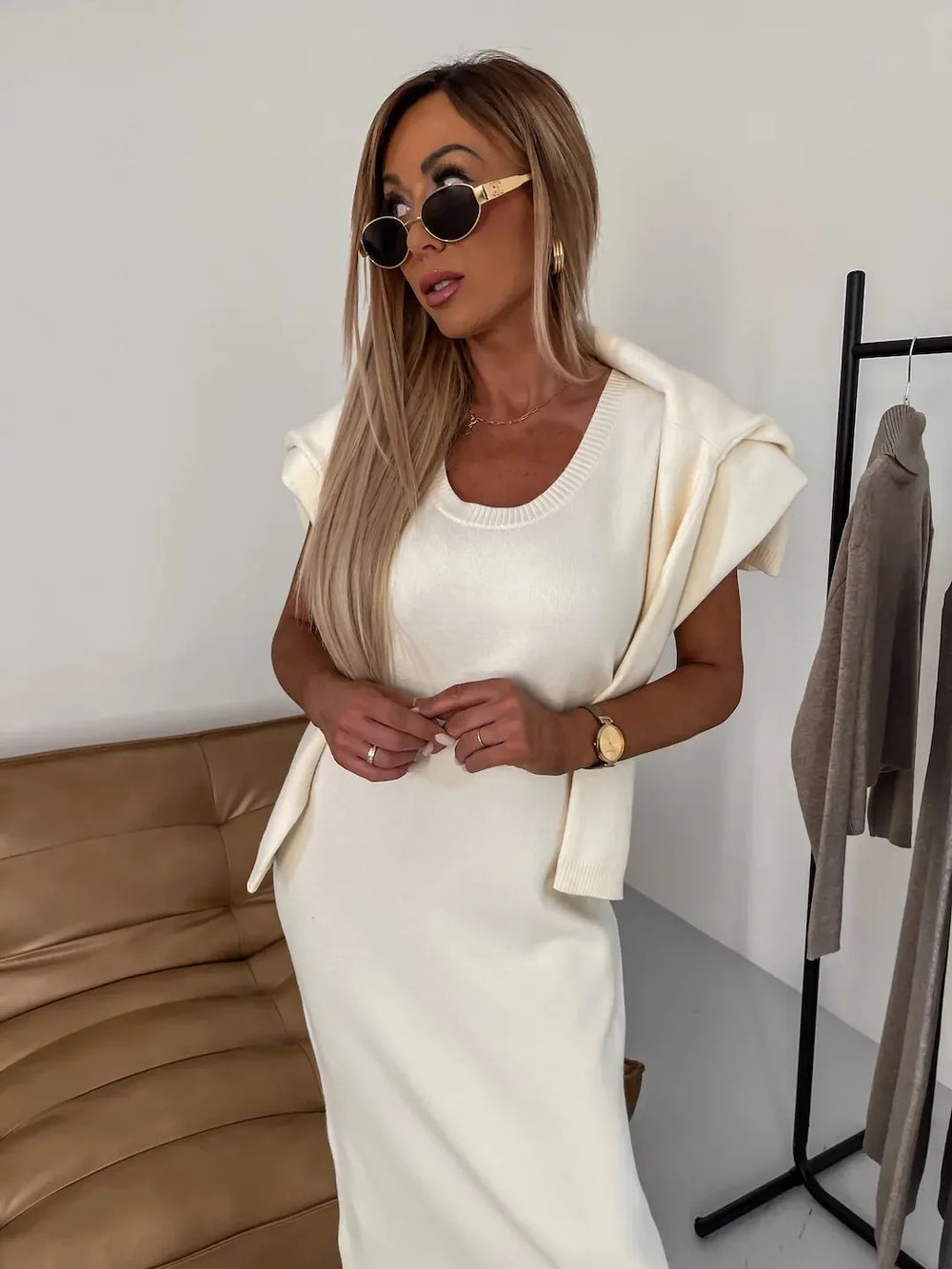 MURIALDO - Set due pezzi in maglia color crema, grigio o beige scuro