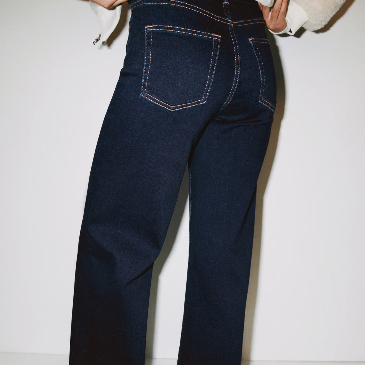 MONFUMO - Jeans wide-leg a vita alta in denim blu