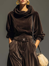 BERENICE - Set due pezzi con felpa rétro con cappuccio, pantaloni ampi e cintura