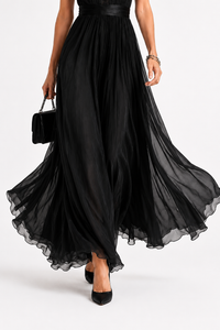 BEATRICE - Abito Maxi Nero in Chiffon