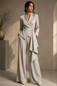 SARCEDO - Completo blazer con cintura e pantaloni ampi