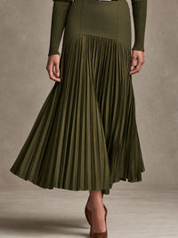 SPERLINGA - Set due pezzi verde oliva in maglia a coste con cintura