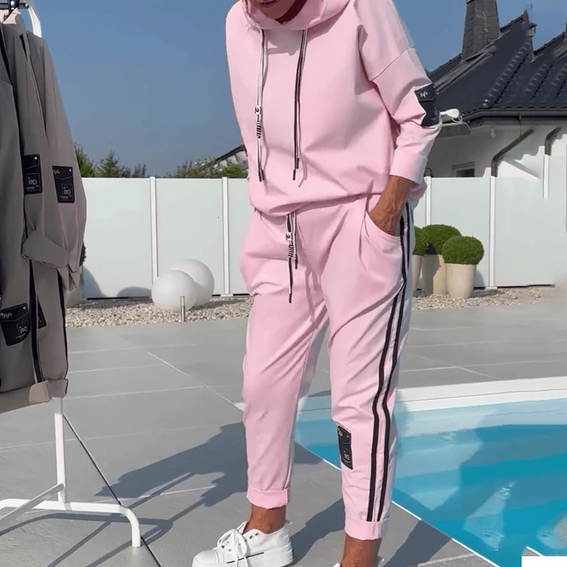 ORINO - Set due pezzi con felpa e jogger casual rosa o kaki