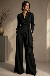 SARCEDO - Completo blazer con cintura e pantaloni ampi