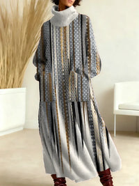 Women's Abstract Pattern Art Print Casual Knitted Dress