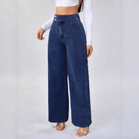 MONFUMO - Jeans wide-leg a vita alta in denim blu