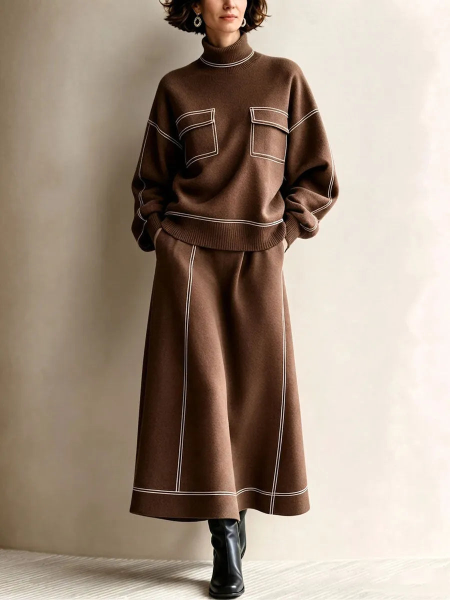 RAPALLO - Set due pezzi in maglia con profili a contrasto chic e confortevole