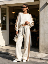 GIAROLE - Completo Bianco 2 Pezzi con Top e Pantaloni Wide Leg