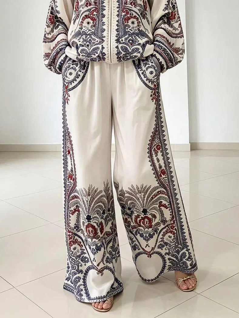 TAIPEI - Camicia bianca a maniche lunghe con stampa paisley e zip