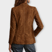 LAURIANO - Blazer vintage in suede marrone scuro
