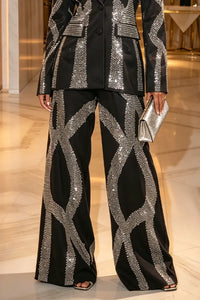 BERGAMASCO - Set due pezzi con strass e pantaloni a gamba larga