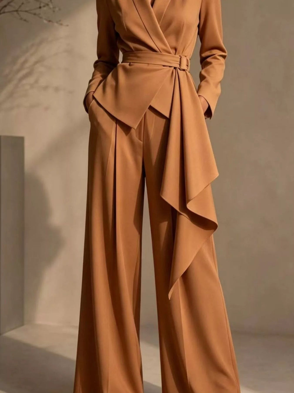 SARCEDO - Completo blazer con cintura e pantaloni ampi