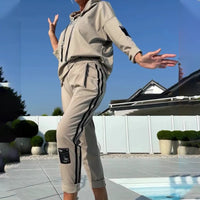 ORINO - Set due pezzi con felpa e jogger casual rosa o kaki
