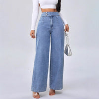 MONFUMO - Jeans wide-leg a vita alta in denim blu