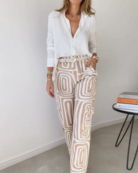 LOLA - Set due pezzi estivo elegante in tonalità cachi, grigio o arancione