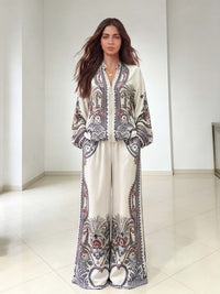 TAIPEI - Camicia bianca a maniche lunghe con stampa paisley e zip