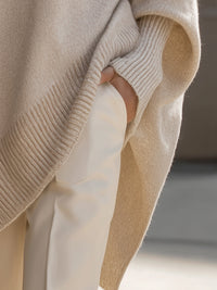 BORDANO - Poncho oversize in tonalità blu navy, sabbia, grigio, nero o beige