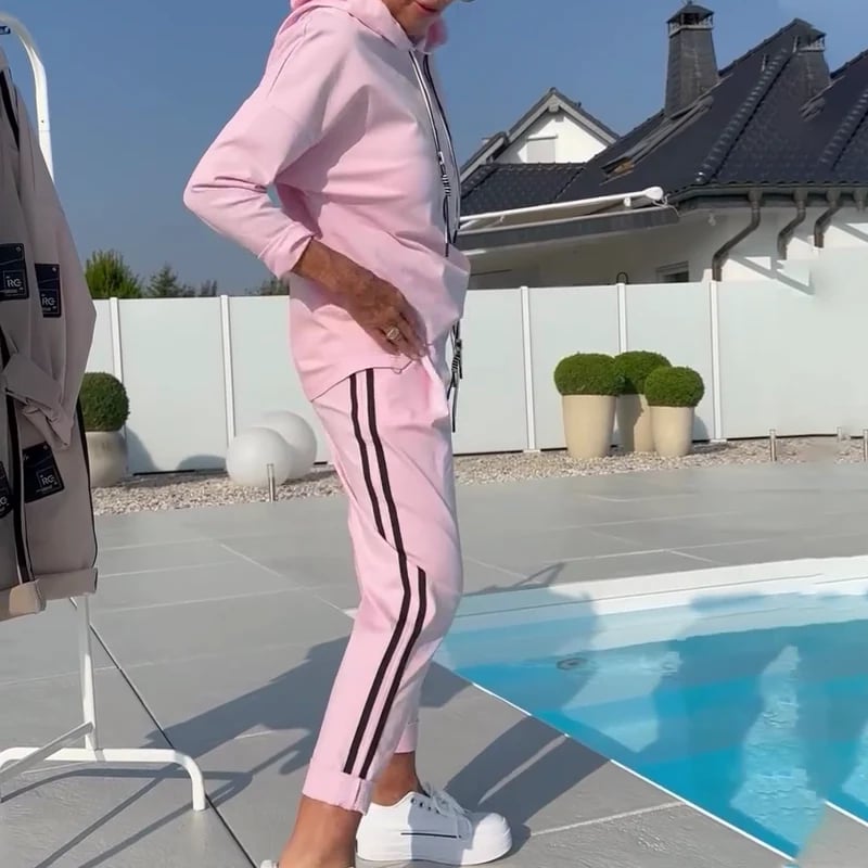 ORINO - Set due pezzi con felpa e jogger casual rosa o kaki