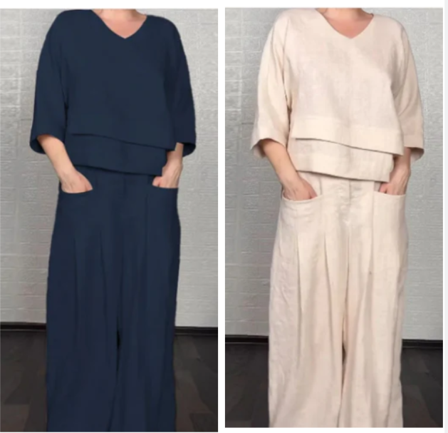 SPARANISE - Completo due pezzi in lino leggero, vari colori