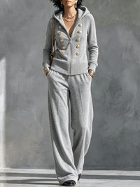 NARCAO - pezzi grigio con cardigan ampio con cappuccio e pantaloni palazzo
