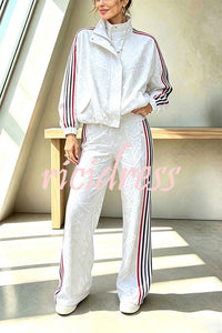 BIASSONO - Pantaloni wide leg a vita alta con stelle bicolore