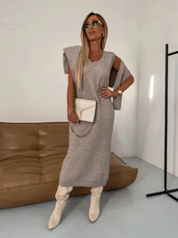 MURIALDO - Set due pezzi in maglia color crema, grigio o beige scuro
