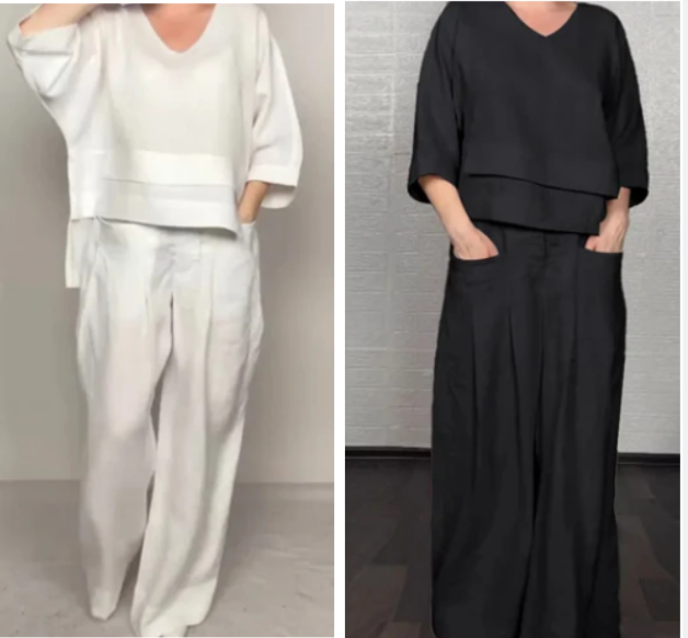 SPARANISE - Completo due pezzi in lino leggero, vari colori
