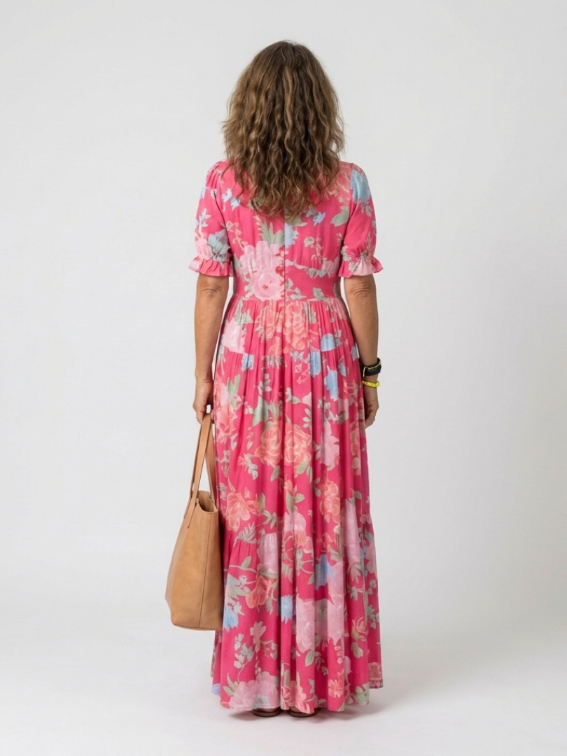 CHIARA - Abito Midi Floreale con Scollo a V