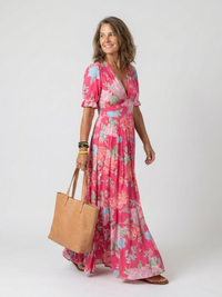 CHIARA - Abito Midi Floreale con Scollo a V