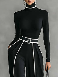BOVALINO - Set due pezzi con collo alto e pantaloni ampi, nero o grigio