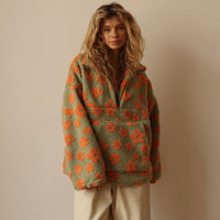 GORGA - Pullover in pile floreale morbido e confortevole
