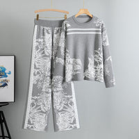 LONGARONE - Set due pezzi in maglia jacquard effetto inchiostro