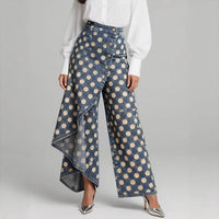 BORE - Jeans wide-leg a vita alta con stampa floreale vintage