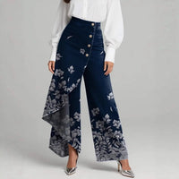 BORE - Jeans wide-leg a vita alta con stampa floreale vintage