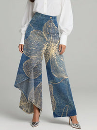 BORE - Jeans wide-leg a vita alta con stampa floreale vintage