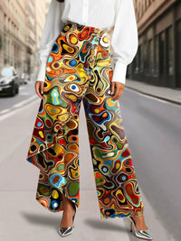 BORE - Jeans wide-leg a vita alta con stampa floreale vintage