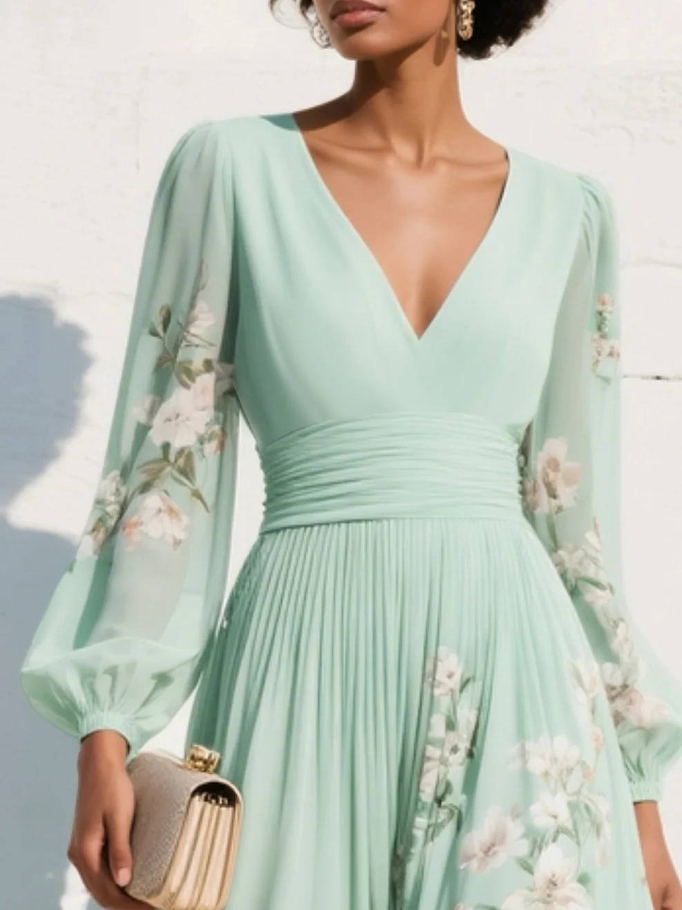GIULIA - Abito Midi Floreale con Vita Definita
