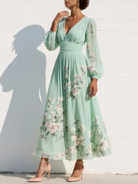 GIULIA - Abito Midi Floreale con Vita Definita